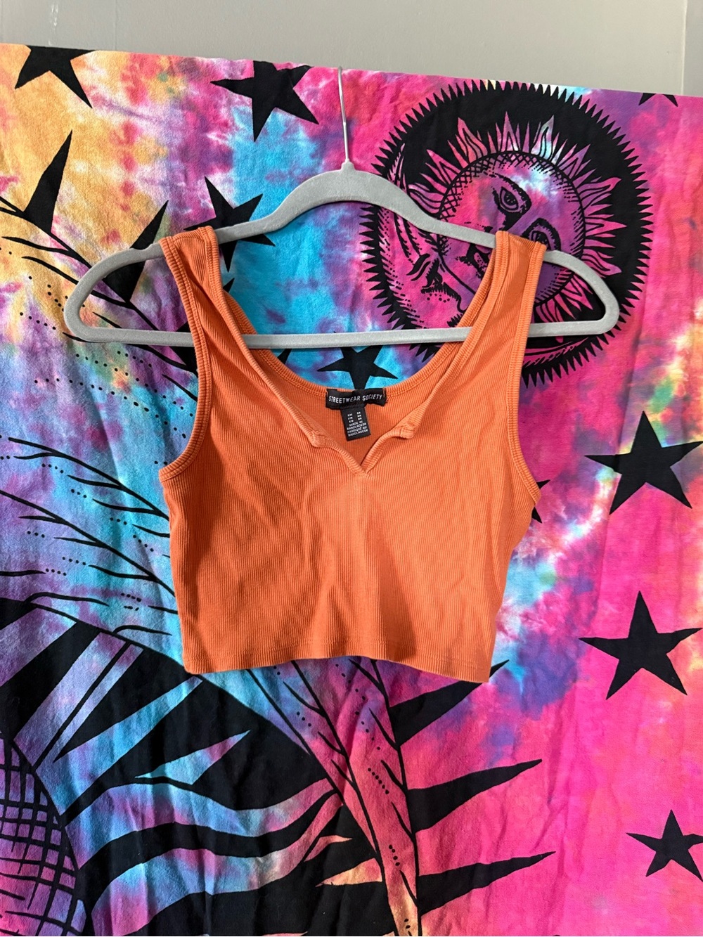 Streetwear Society Orange Ribbed V-Neck Crop Top